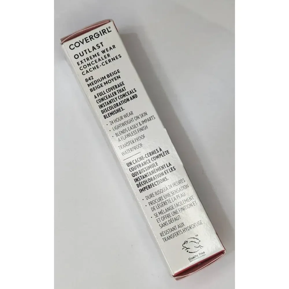 COVERGIRL Outlast Extreme‎ Wear Concealer Medium Beige 842, 24HR Full Coverage